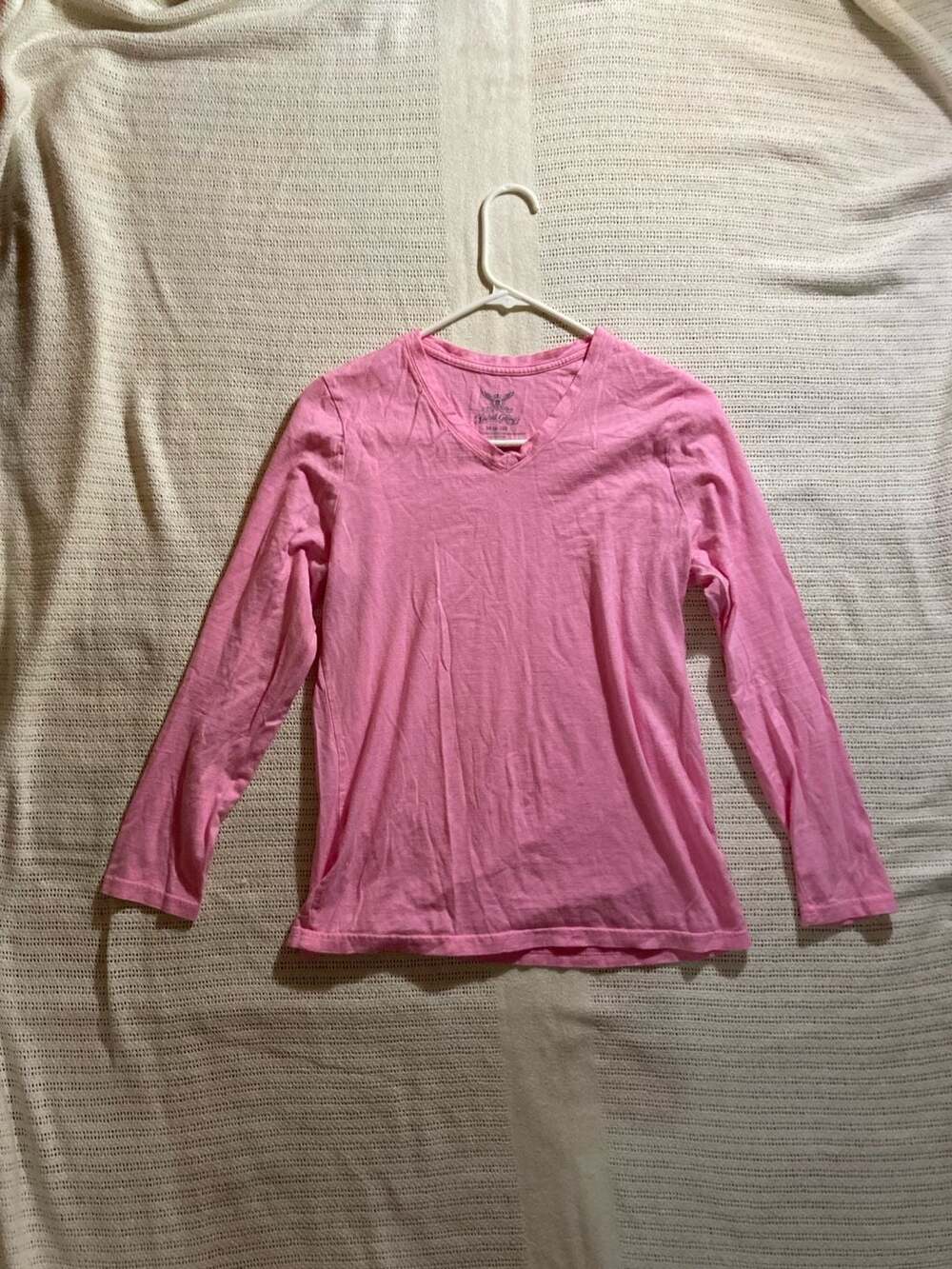 Faded Glory Pink Long Sleeve V-Neck Tee Shirt